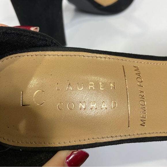 LC Lauren Conrad Hydrangea black ankle strap shoes block heel women’s size 10 - Picture 8 of 9
